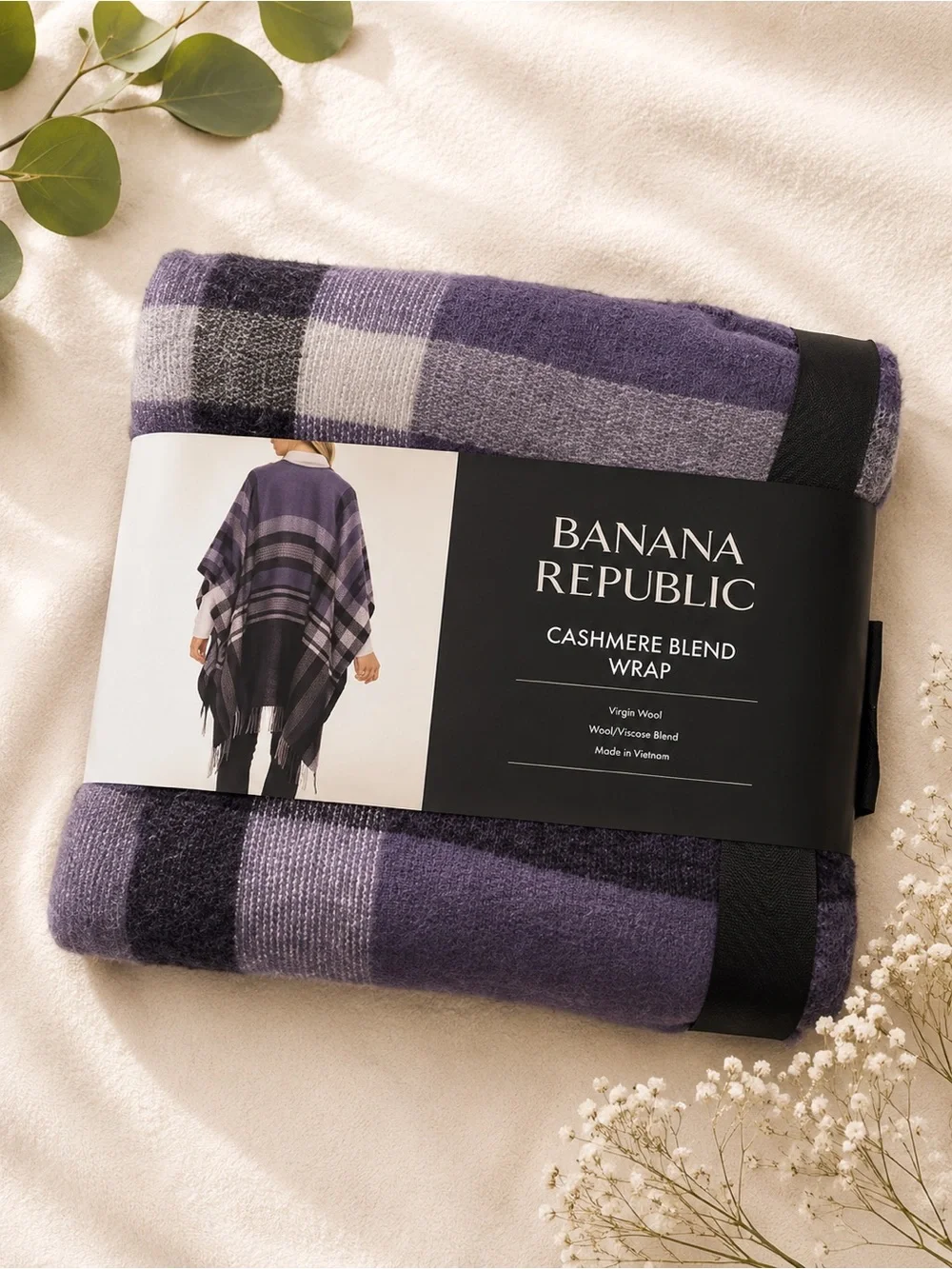 NWT New Banana Republic Cashmere Blend Plaid Wrap